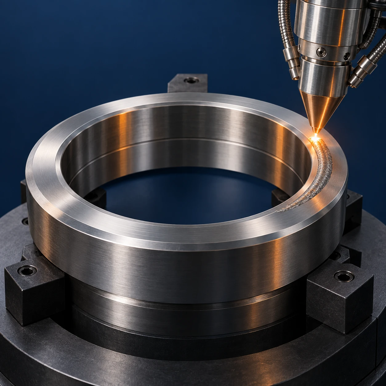 Concept rendering of localized laser deposition on a valve seat ring