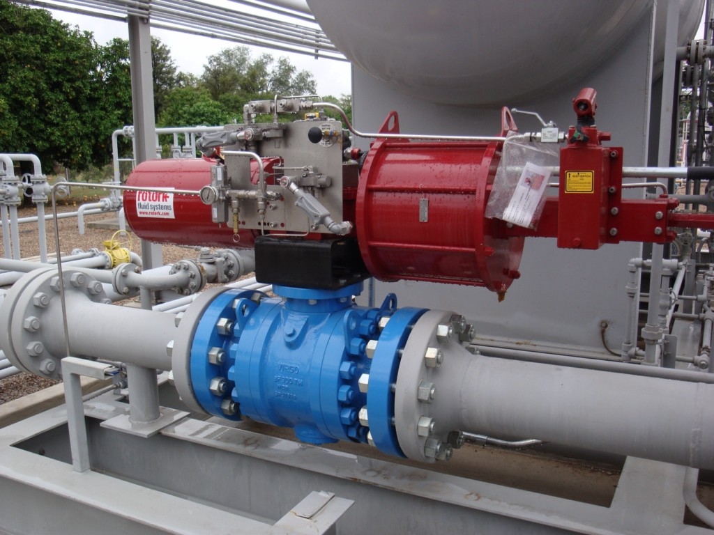 Actuated industrial valve